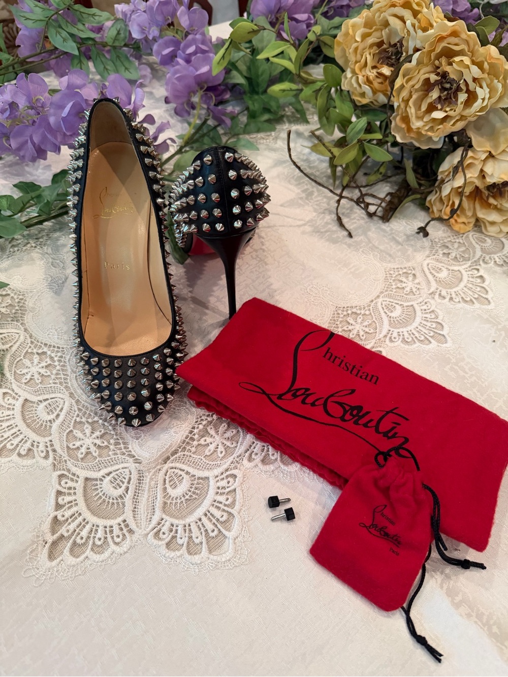 Christian Louboutin Black Fifi Spike 100mm